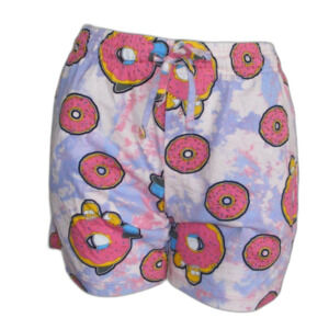 SIMPSONS Lounge shorts, S, Tie-dye Purple, Homer Eating giant donut, Pocket